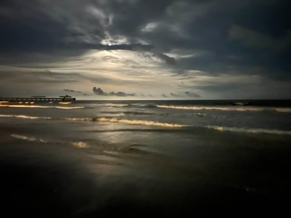 Walking the beach at Folly Beach, South Carolina
