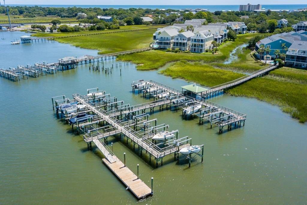Community pier and boat lifts on the Folly River